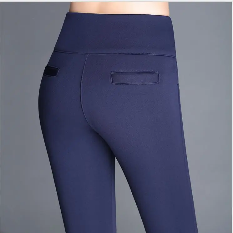 Модные женские плотные теплые зимние эластичные штаны с флисовой подкладкой размера плюс 4XL, узкие брюки с высокой талией