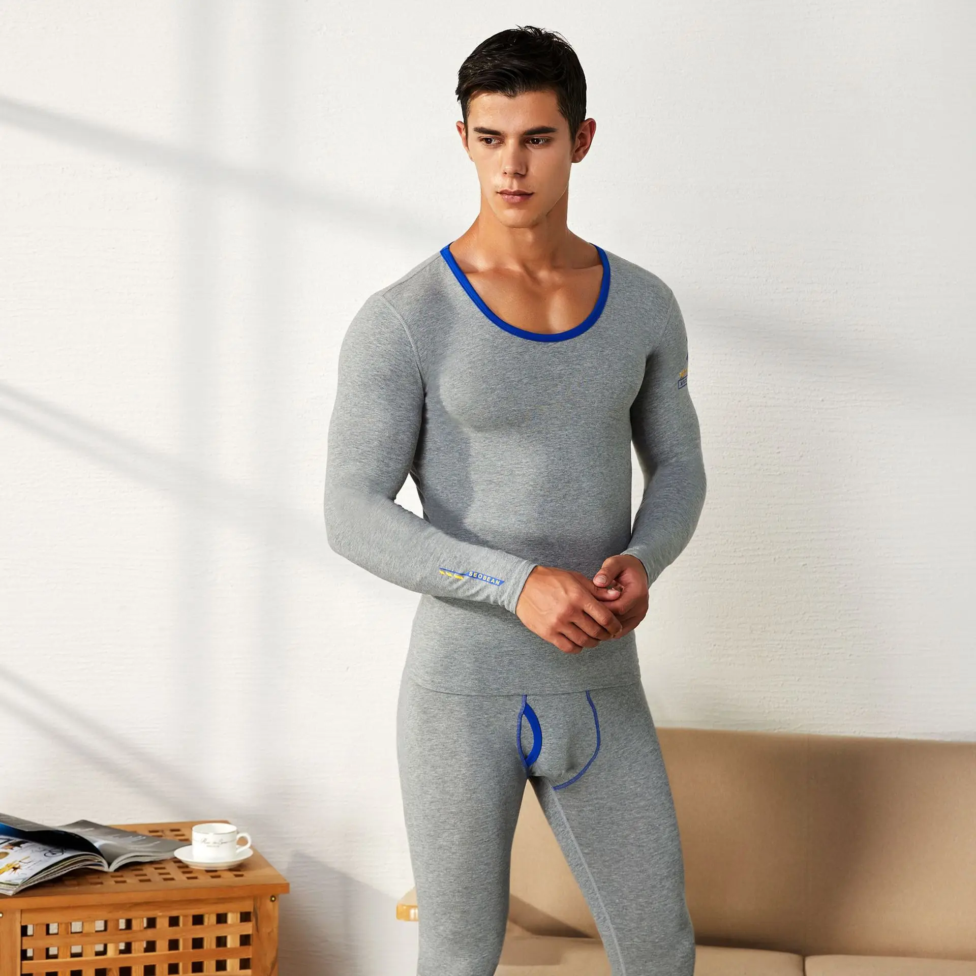 A Set Cotton Men Thermal Underwear Long Johns Winter Sexy Pants Warm Ropa Termica Mens Leggings