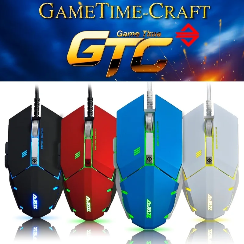 Ajazz GTC Бесшумная USB Проводная профессиональная игровая мышь с подсветкой Регулируемый dpi пользовательский макро-драйвер, дно из металлического сплава