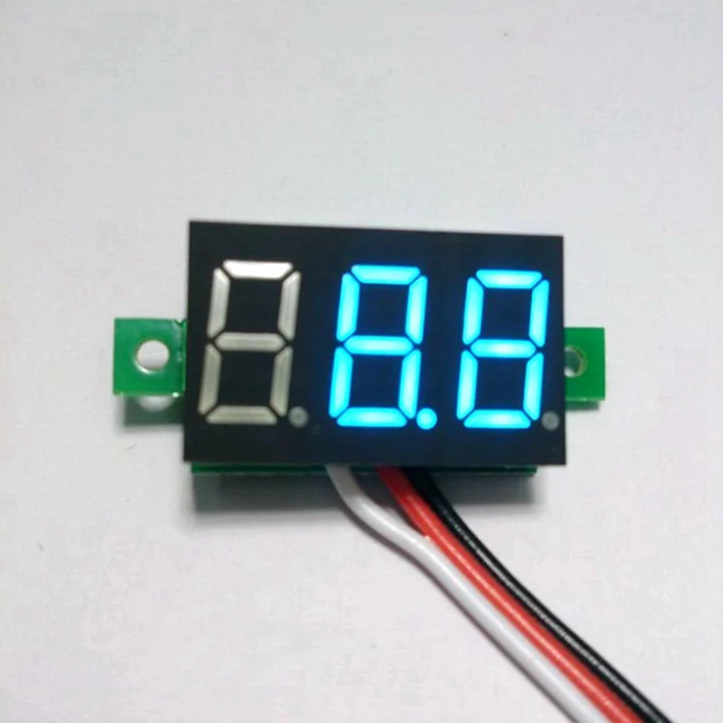 10pcs Mini DC 0-100V Blue LED 3-Digital Display Voltage Voltmeter Panel Motor