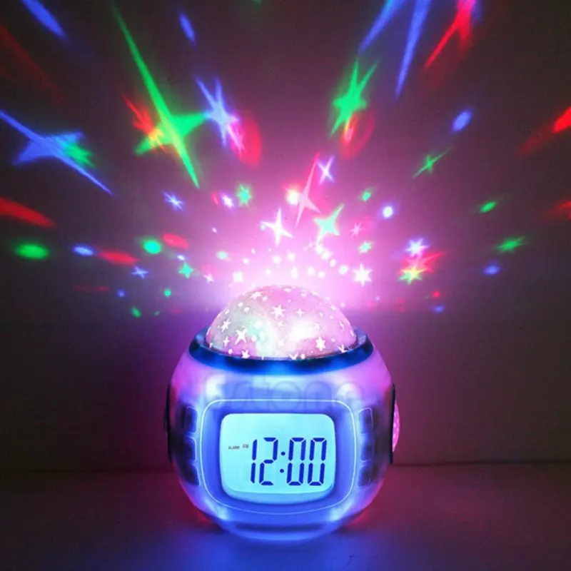 Multifunkments светодиодный Звездный бутсы Nachtlicht измененный цвет цифровой светодиодный Projektor Wecker будильники