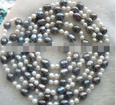 

huij 0033249 freshwater pearl white baroque and black egg necklace 50