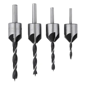

4 pcs HSS Flute Countersink Drill Bit Set Screw Woodworking Chamfer Tool 3-6mm Hot Search