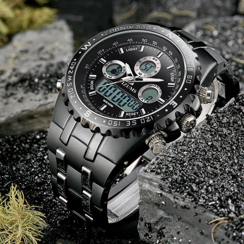 Luxury Brand Mizums Men Fashion Sport Watches Men's Quartz Digital Analog Clock Man Full Steel Wrist Watch relogio masculino free shipping (15)