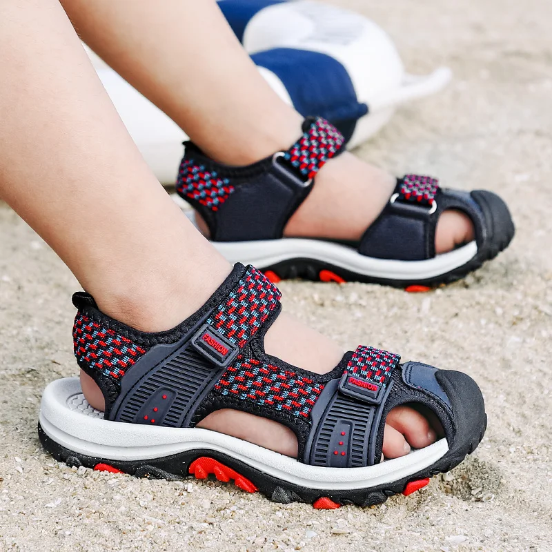 ULKNN/пляжные сандалии для девочек с закрытым носком; летняя обувь для мальчиков; детские сандалии; повседневная детская обувь; спортивные сандалии с вырезами для малышей