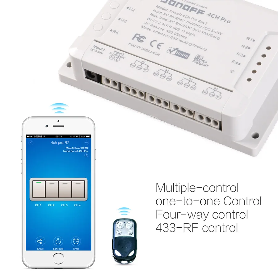 Sonoff 4CH Pro R2 Advanced Smart Switch 4 канала 433 МГц RF Wifi Пульт дистанционного управления умная Автоматизация модули для бытовой техники