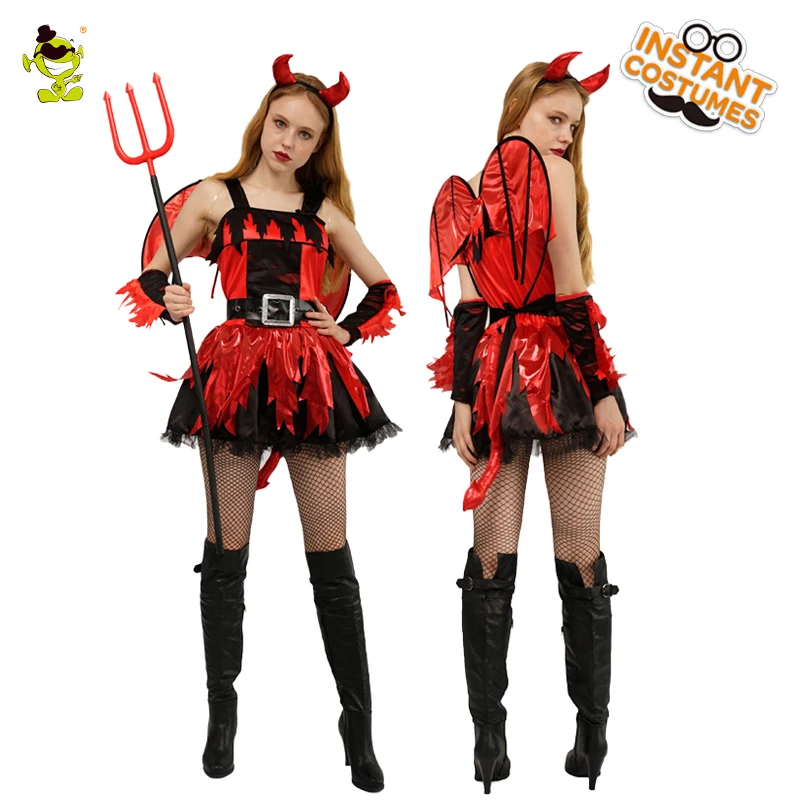 

Halloween Women's Devil Dress Costume Role Play Red Devil Dress Clothing for Adult Lady