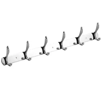 

Wall Mounted Stainless Steel Hook Hanger Rack 6 Hooks for Towel Hat Clothes Coat (Silver)