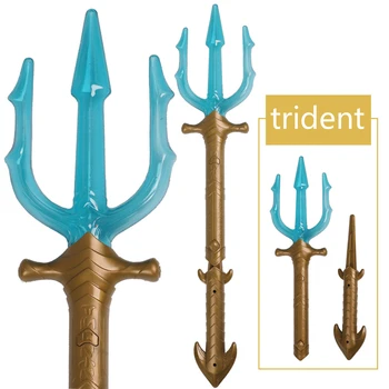 

High Quality Anime Movie Aquaman Cosplay Props Kids Child illuminate Trident Arthur Curry / Orin Plastic Weapons Accessories