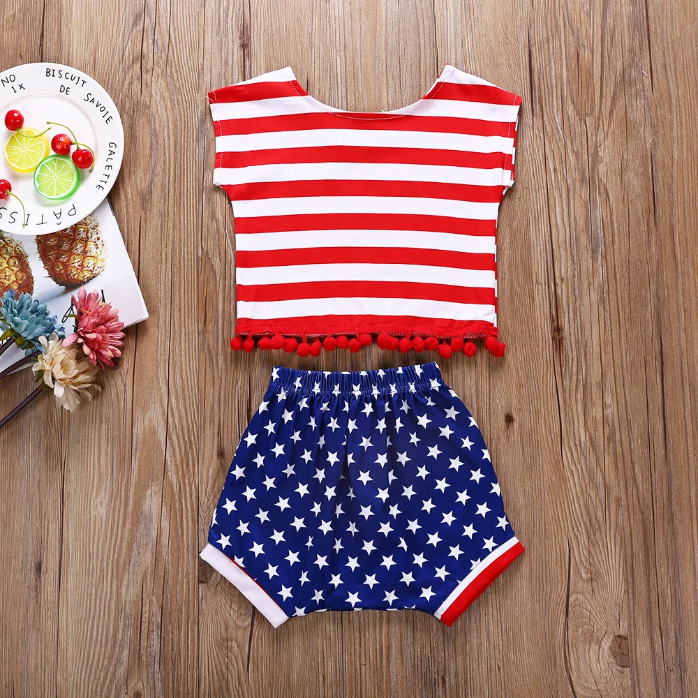 

Independence day flag girls boutique outfits kids 4th of july outfit fashion cotton striped pullover thanksgiving toddler red