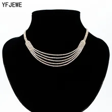 YFJEWE Женская волна Logan ключица ожерелье s роскошный кристалл чокер ожерелье подвеска со стразами ювелирные воротнички, ожерелья N356