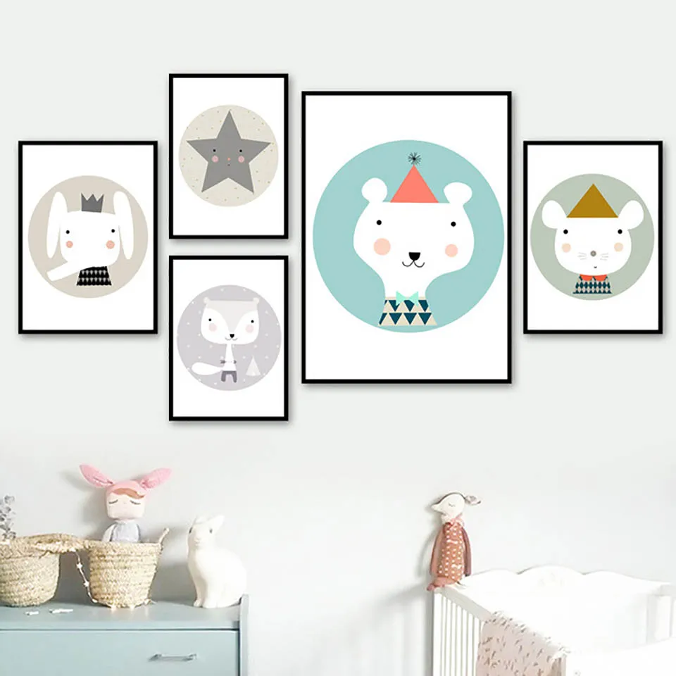 Cartoon-Elephant-Star-Fox-Mouse-Bear-Nordic-Poster-Wall-Art-Canvas-Painting-Posters-And-Prints-Wall.jpg_640x640