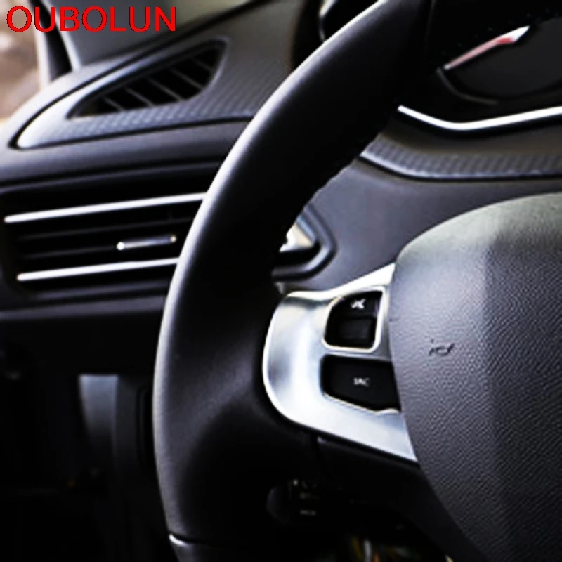 OUBOLUN ABS хром для PEUGEOT 208 2015 2016 2017 2018 рулевое колесо декоративная крышка наклейка