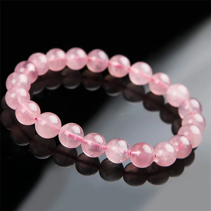 

Wholesales Genuine 9mm Natural Bracelet Pink Rose Quartz Crystal Transparent Stretch Round Bead Bracelet AAAAA Drop Shipping