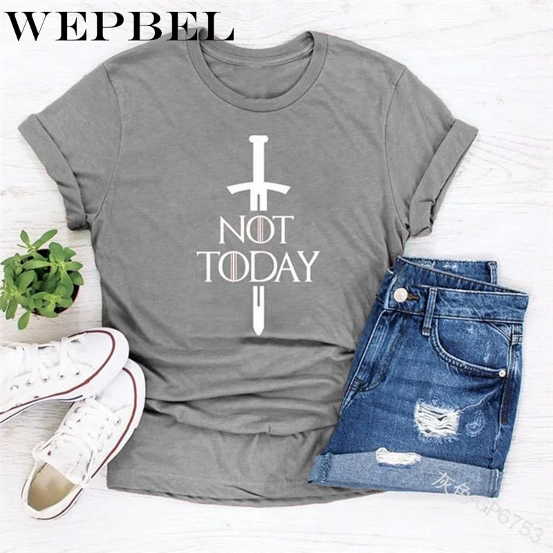 WEPBEL المرأة الأزياء آريا ستارك قميص لا اليوم الجرافيك تيز مضحك لعبة من عروش تي شيرت