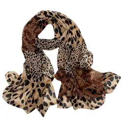 Женский шарф из шифона с леопардовым принтом, маленький шелковый шарф, повязка на голову, шарф, многоцелевой шарф, Женский # PL159