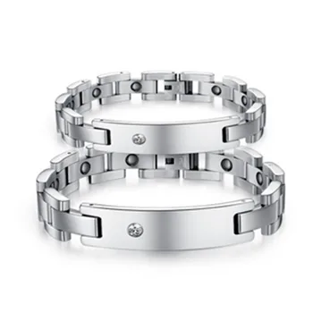 

Titanium Stainless Steel Bracelets for Lovers with Magnetic Ball Bangles Anti Radiation Keep Health Men's Wristband Drop Ship