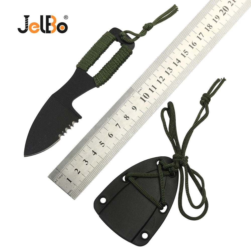 

JelBo Cutting Knife Rescue Key Mini Survive Self Defense Holster Outdoor Camp Hike Pocket Knife With ABS Sheath Scabbard