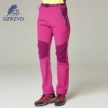 DZRZVD Winter Outdoor Hiking climbing Softshell thick warm fleece trousers women waterproof windproof Ski camping Pants facecozy men winter thicken skiing hiking pants windproof with warm fleece male trousers outdoor sports climbing softshell pants