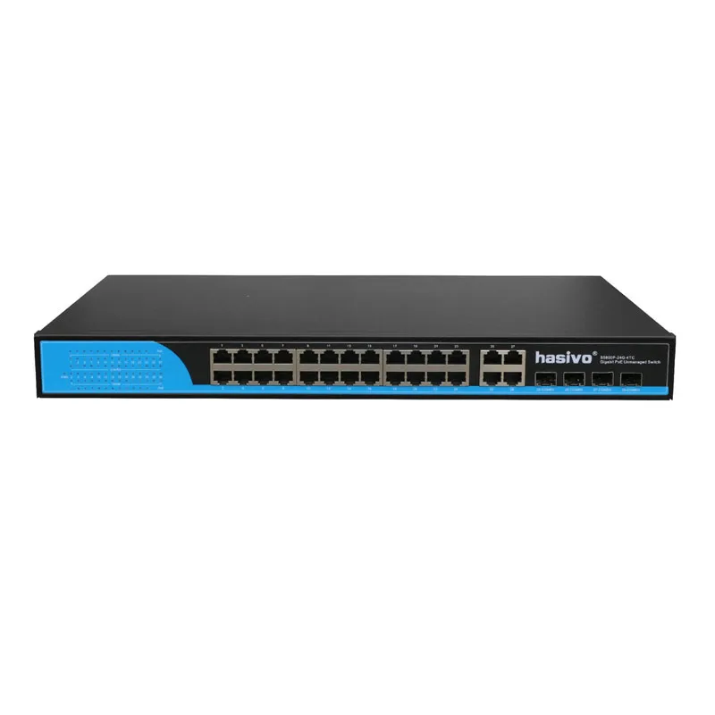 24 Ports POE Switch With 4 Gigabit SFP COMBO 24 PoE 4 SFP fiber Ports Gigbit PoE Ethernet Network Switch 1000Mbps  Rackmount