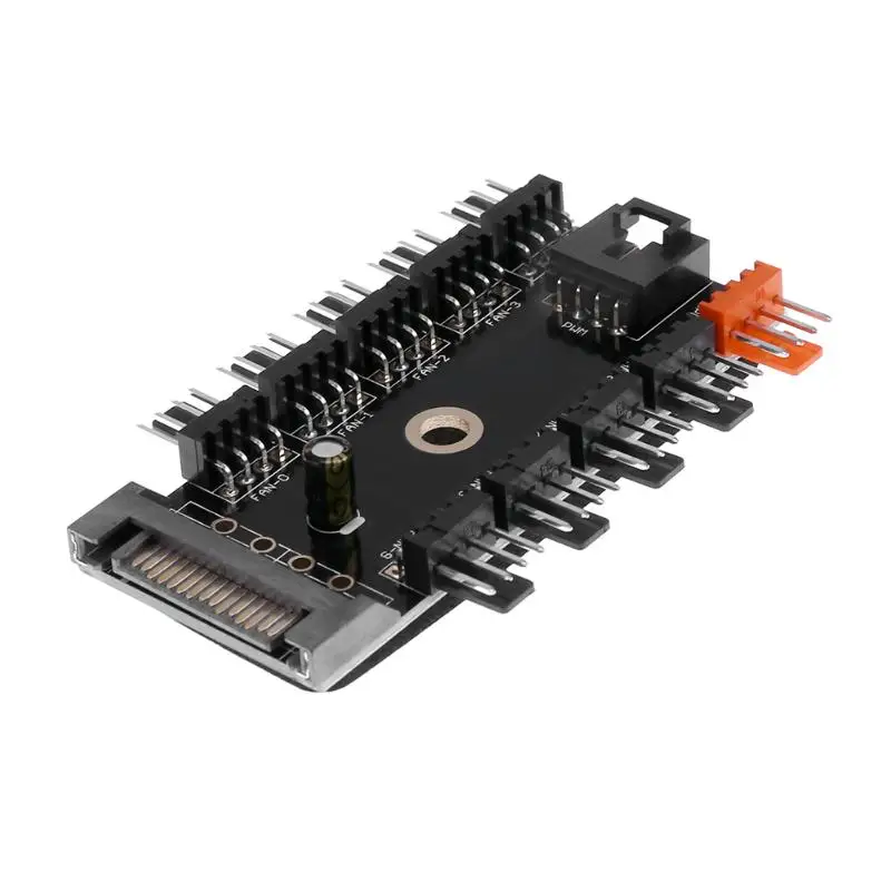 SATA Port 11 Way Computer Cooling Fan 4pin Power Cable Extender Hub PC