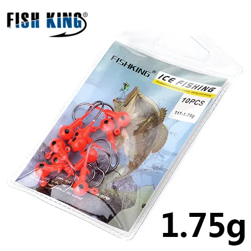 Крючок для подледной рыбалки FISH KING, 10 шт., красный/желтый/белый, 1,75 г/2,5 г, джиг, голова, свинцовая, жесткая приманка, крючки для зимней рыбалки - Цвет: red 1.75g