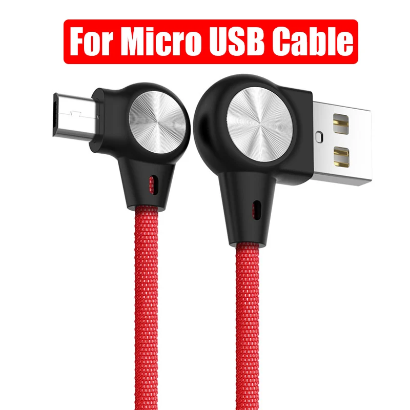 3A USB C Micro USB 8 Pin Cable For iPhone XS X 90 Degree Nylon Fast Charge USB Cable for Huawei Samsung Xiaomi Phone Data Cord - Цвет: Red For Micro