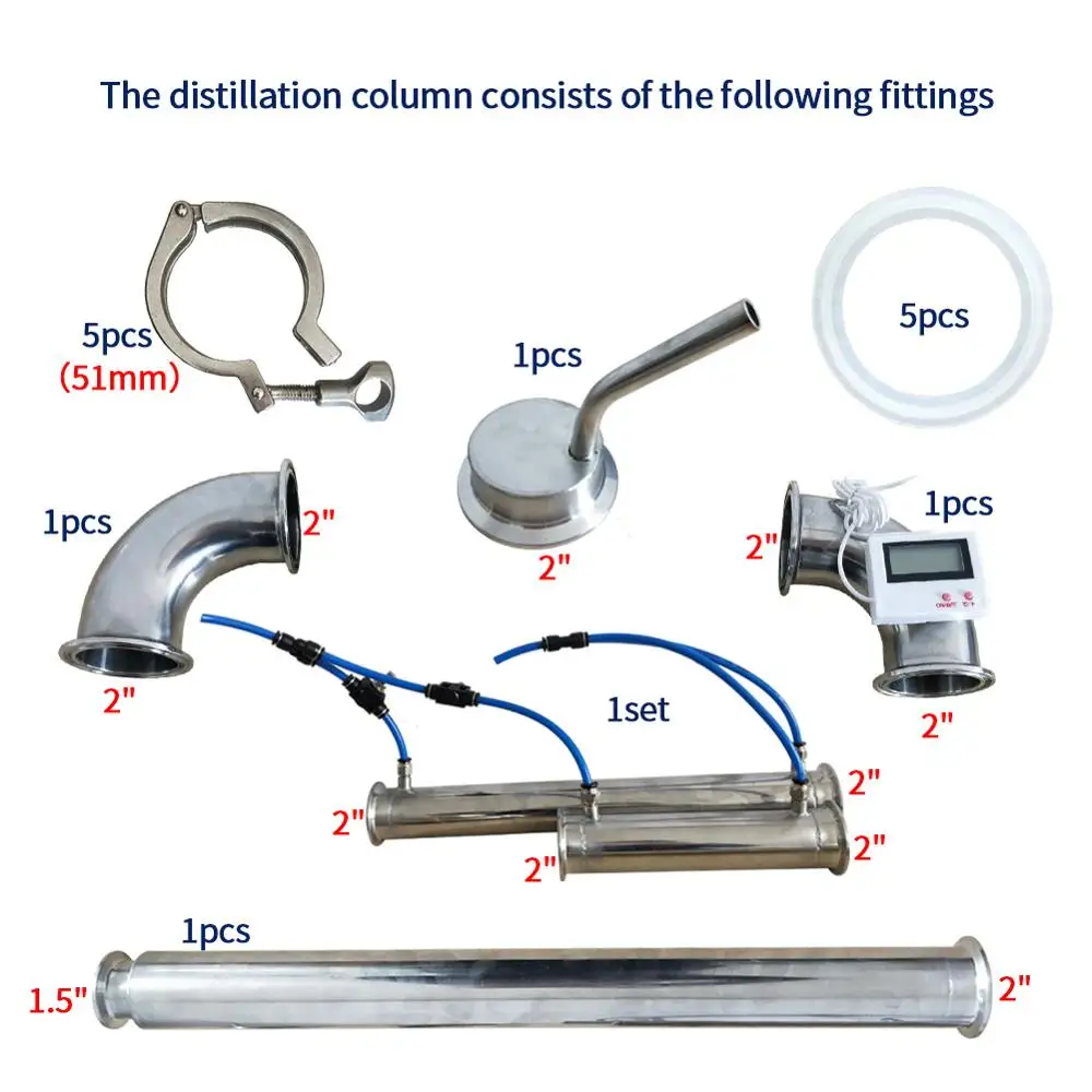Baratos 35 l 60L destilador para casa nuevo intercambiador Tubular destilador de Alcohol a la luz de la luna máquina con torre de destilación de red de cobre