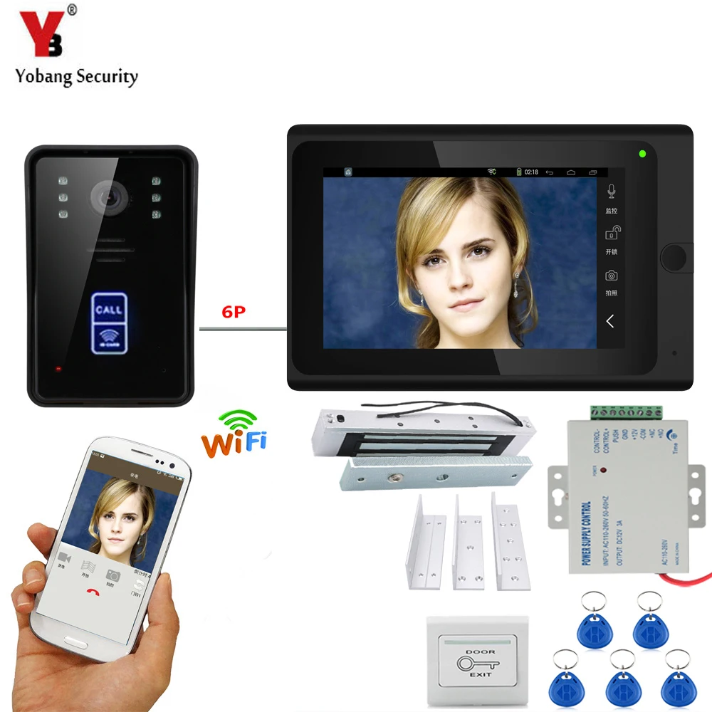 YobangSecurity приложение RFID доступ дверной звонок 7 дюймов ЖК Wifi беспроводной видео