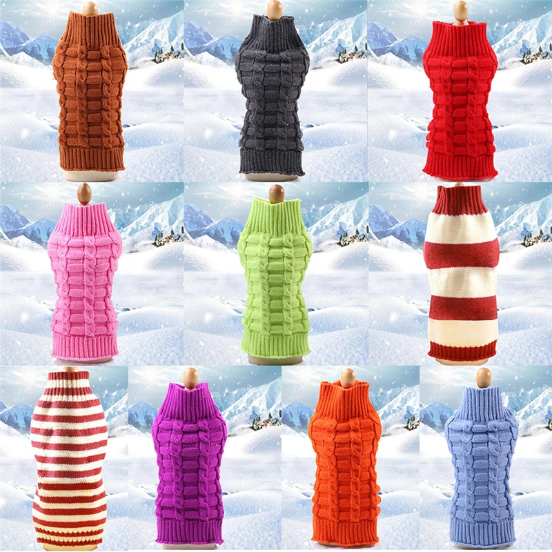 

Dozzlor Pet Sweater Winter Solid Soft Knitting Twisting Rope Warm Comfortable Dog Apparel Striped Clothing Pet Supplies Arrival