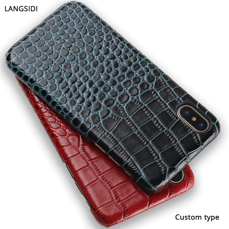 Price Genuine leather phone case for iPhone X 11 11Pro 11 Pro Max XS XSMax XR 8 8plus 7 7plus 5 se 6 6S 6S Plus crocodile Grain luxury