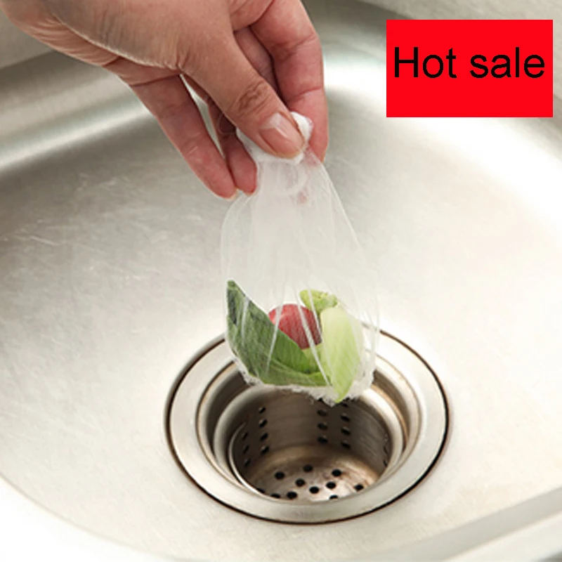 

30/100pcs/lot Kitchen Disposable bag Sink Drain Hole Trash Strainer Mesh Disposable Garbage Bag Bathroom Home Waste Bin Filter