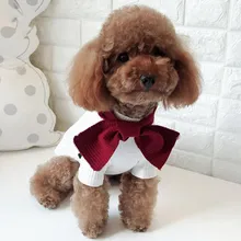 Одежда для маленьких собак с большим бантом; Модная одежда для весны и осени; цвет белый, красный; Размеры s-xxl; рубашка для собак
