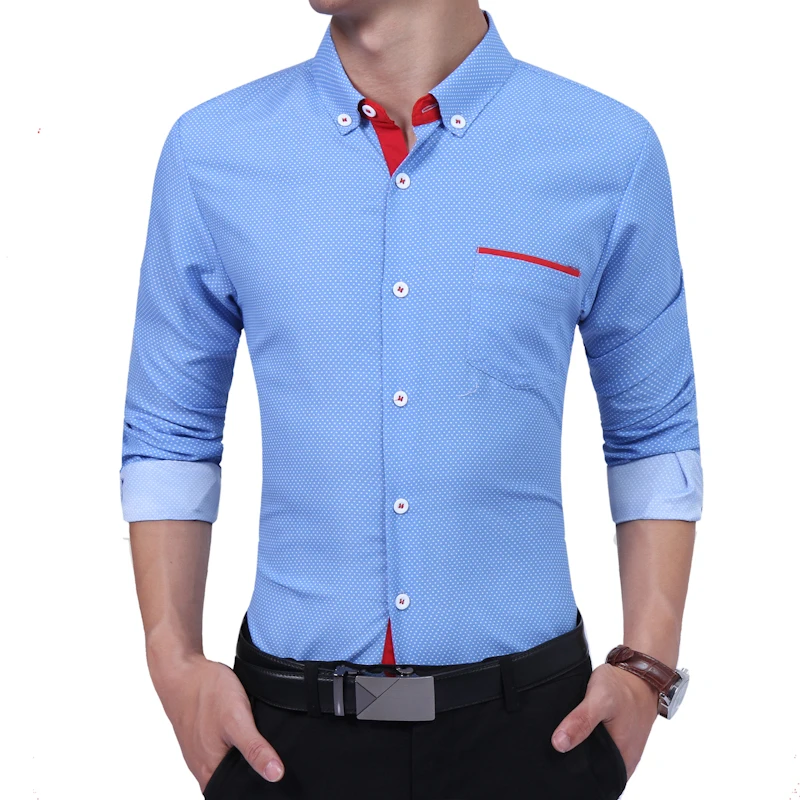 Новинка 2017 года осень модный бренд Для мужчин одежда Slim Fit рубашка с длинными