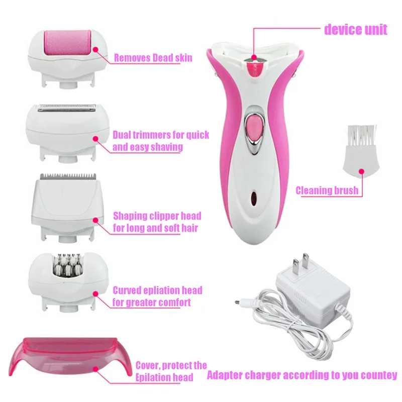 4 In 1 Rechargeable Epilator Body Hair Removal Depilator