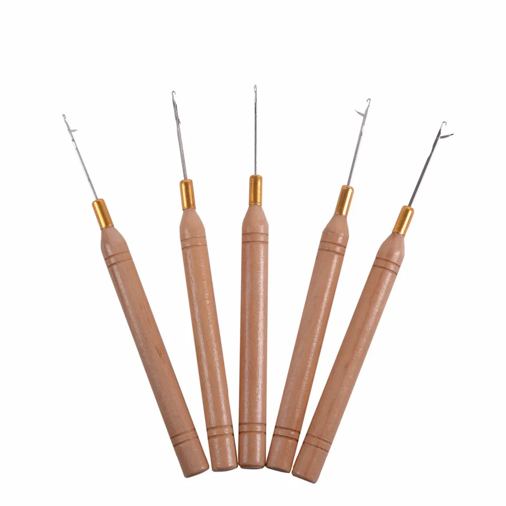 5 Pieces Plastic Handle Hook Needle Micro Rings Needle Hair Extensions Tool