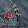 Fashion Flower Lapel Pin Women Badge 2PC Red Black Rose Design Metal Brooch Pins Couple Romantic Gift Dating Wedding Jewelry ► Photo 2/6