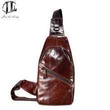 Винтажные Ретро масло Воск Пояса из натуральной кожи Для мужчин груди пакет Crossbody Messenger sling bag случайные путешествия талии молния Сумки