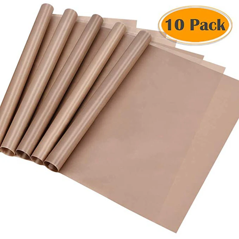 

10 Packs Heat Resistant Non-Stick Mat Easy Press Craft Mat Teflon Transfer Sheet Paper Reusable BBQ Grill Mat Baking Tool