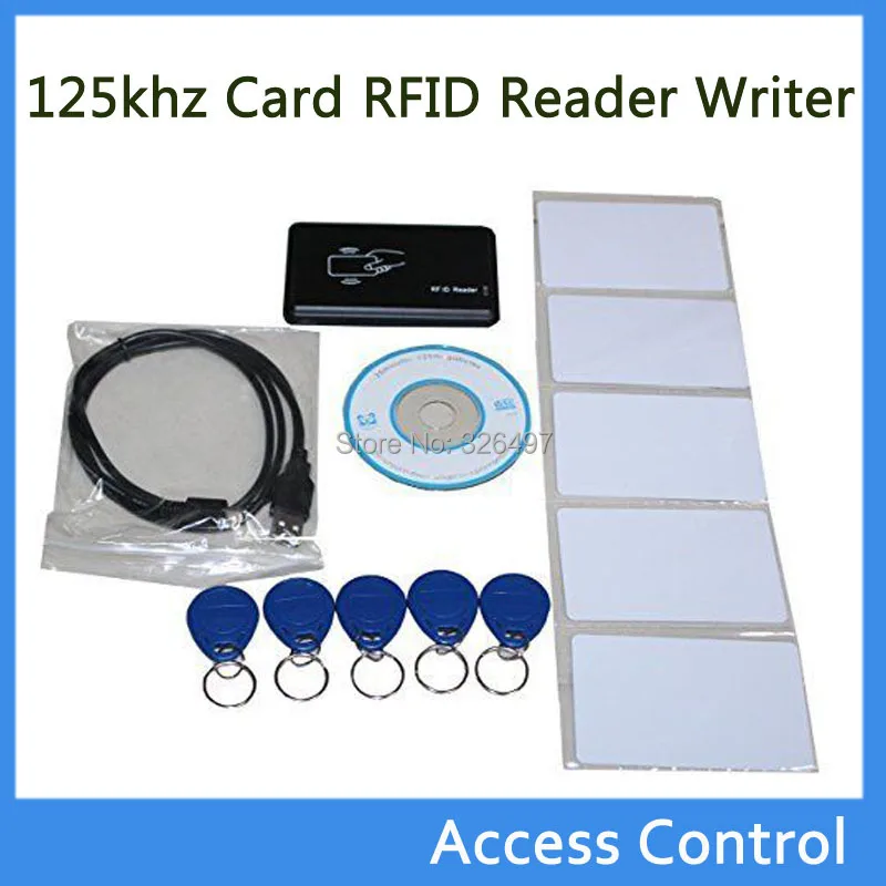 125 кГц RFID считыватель ID карт и писатель/копир/программатор+ перезаписываемая ID карта/брелок копия ISO EM4100 EM4102 Близость T5577