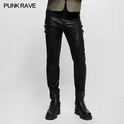 Панк рейв для мужчин Heavey Металл в стиле панк Рок брюки для девочек мода готический улица сращены кожаные зауженные брюки штаны стимпанк