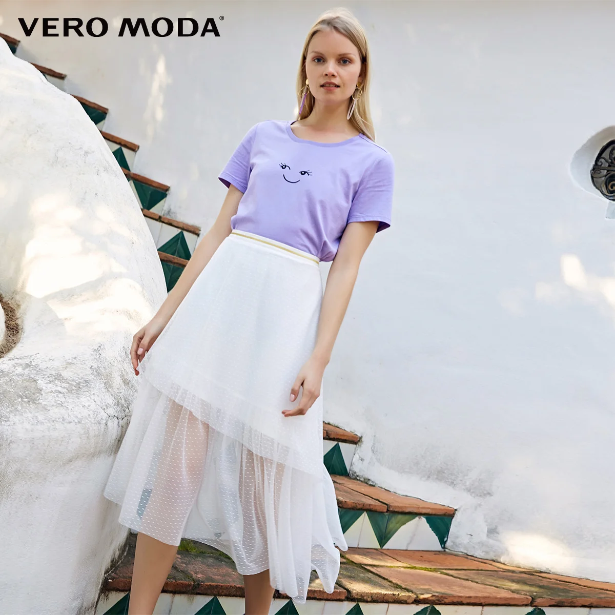 Vero Moda Новая женская Инс стиль нерегулярные Gauzy юбка | 31921G508 - Цвет: Snow white