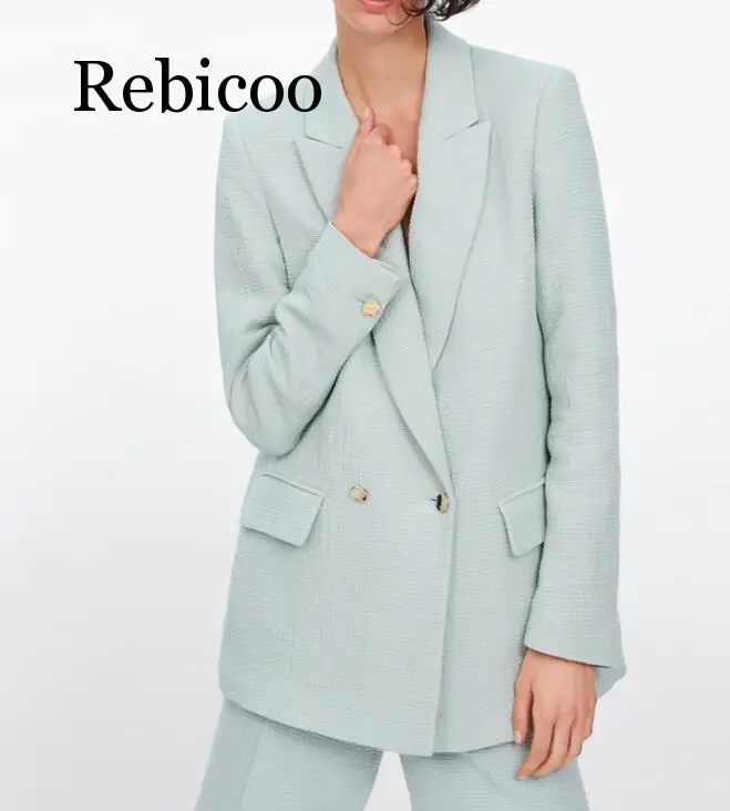 Solid color suit collar long sleeve double-breasted suit suit female jacket