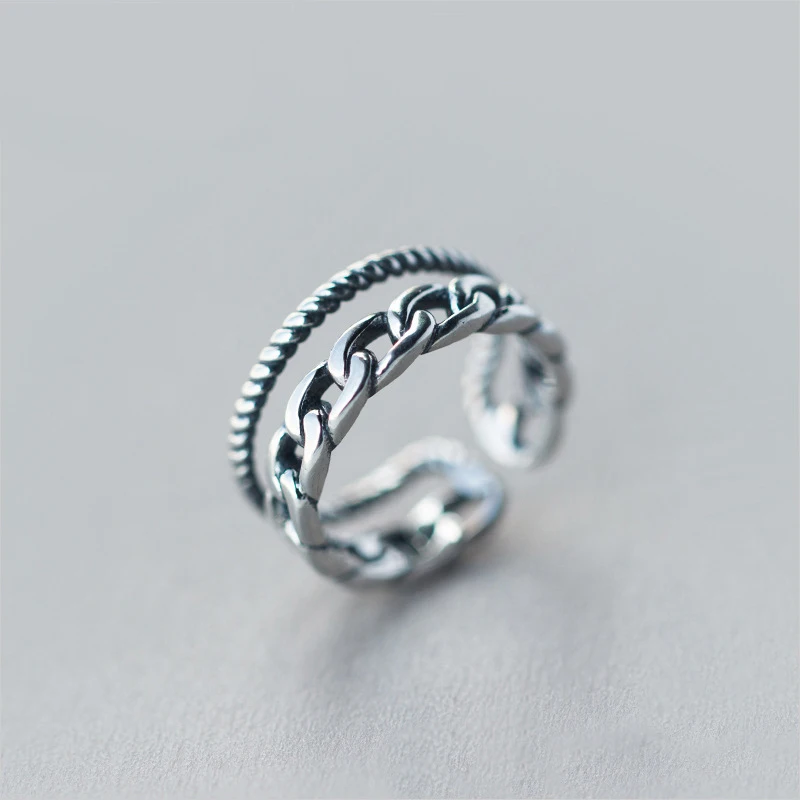 

MloveAcc Silver Jewelry Decorative Chain Pattern Rings New Original 100% 925 Sterling Silver Rings Women Jewelry Wholesale