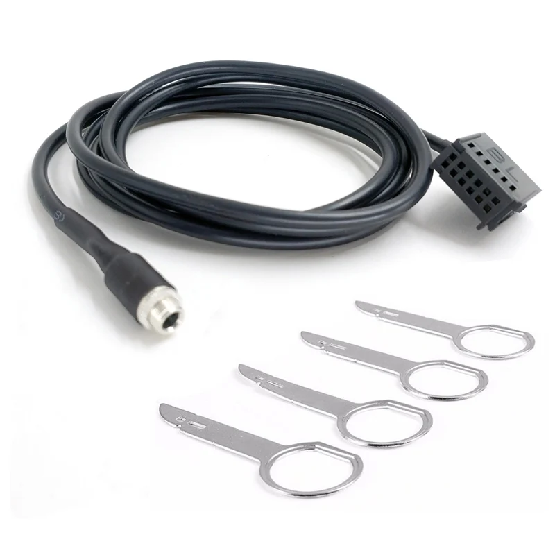 Biurlink Aux вход до 3,5 мм MP3 аудио разъем кабель для iPhone для Ford 6000 CD 12Pin CD Changer разъем - Название цвета: Aux Cable and Keys