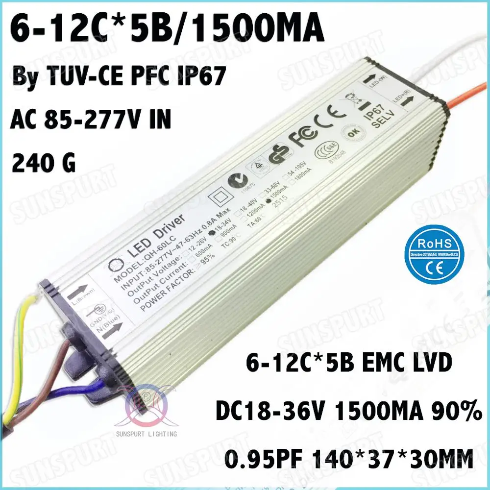 

2 шт., светодиодные лампы IP67 PF 60 Вт