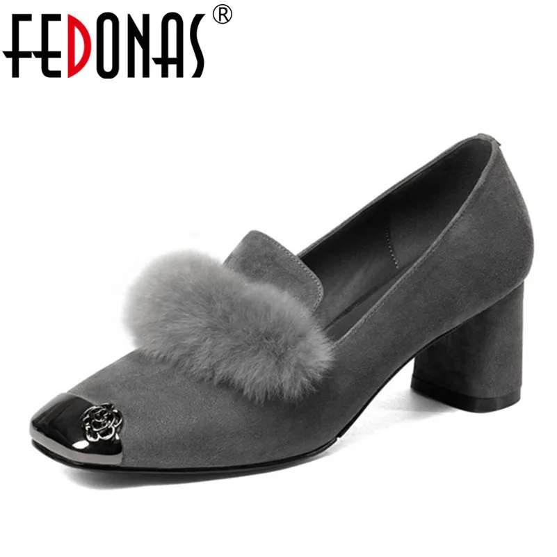 

FEDONAS Retro Vintage Women High Heel Fashion Pumps Genuine Leather Square Toe Loafers Shoes Party Wedding Women Pumps Shoes