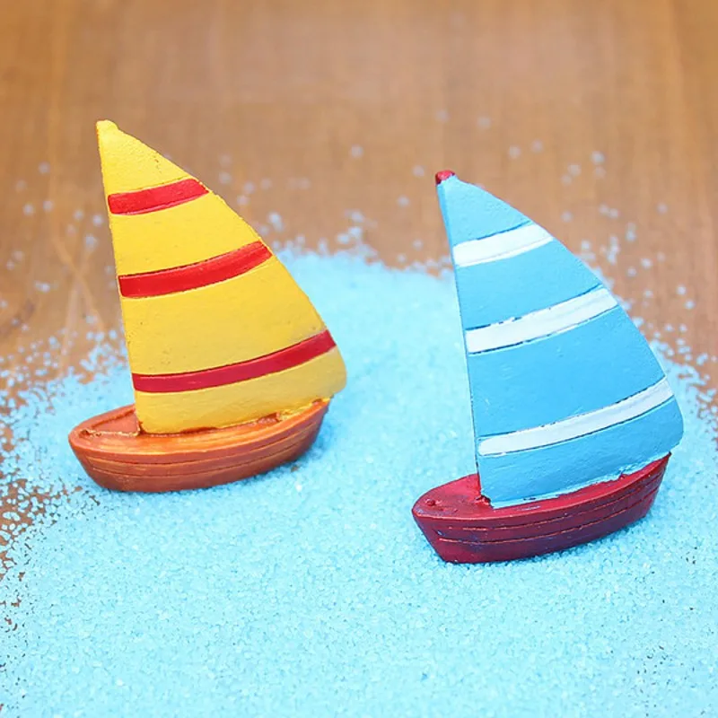 

20pcs Mediterranean style Resin sailboat Figurines and Miniatures Aquarium or Moss Micro landscape Bonsai decorations BJ011