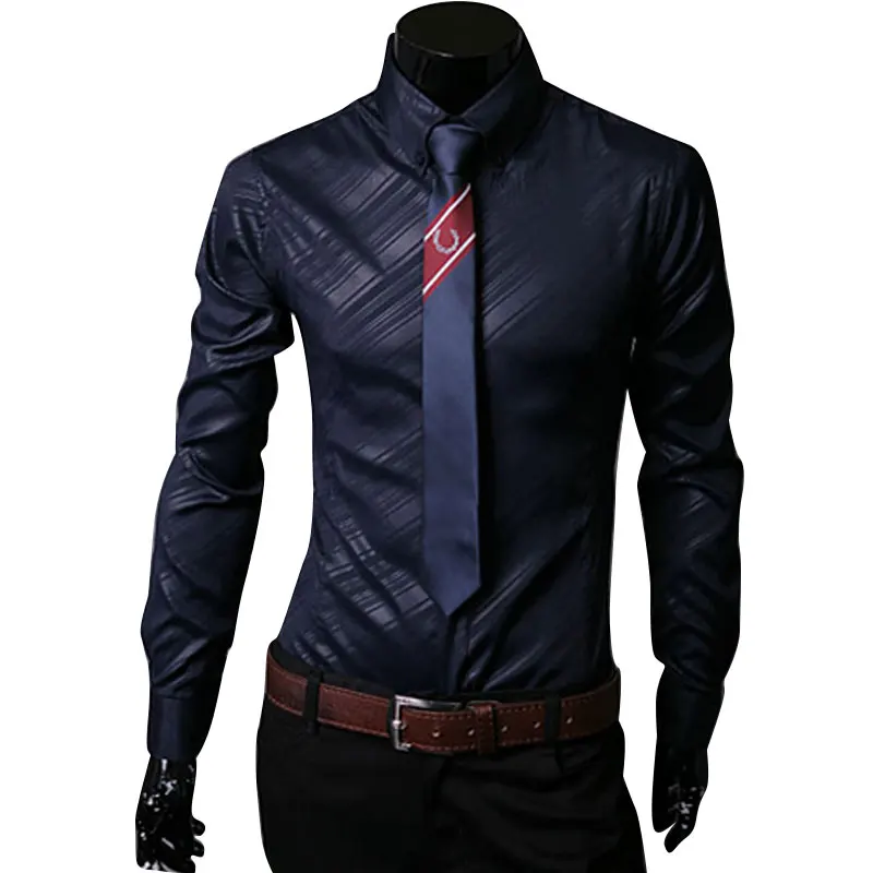 2017 новые модные мужские рубашки с длинным рукавом Camisas Para Hombre брендовая одежда