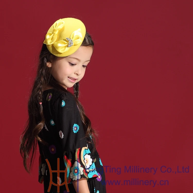 New Designs 2014 Winter Autumn Lovely Girls Pageant Headwear Yellow Flower Girl Wedding Party Hair Accessories